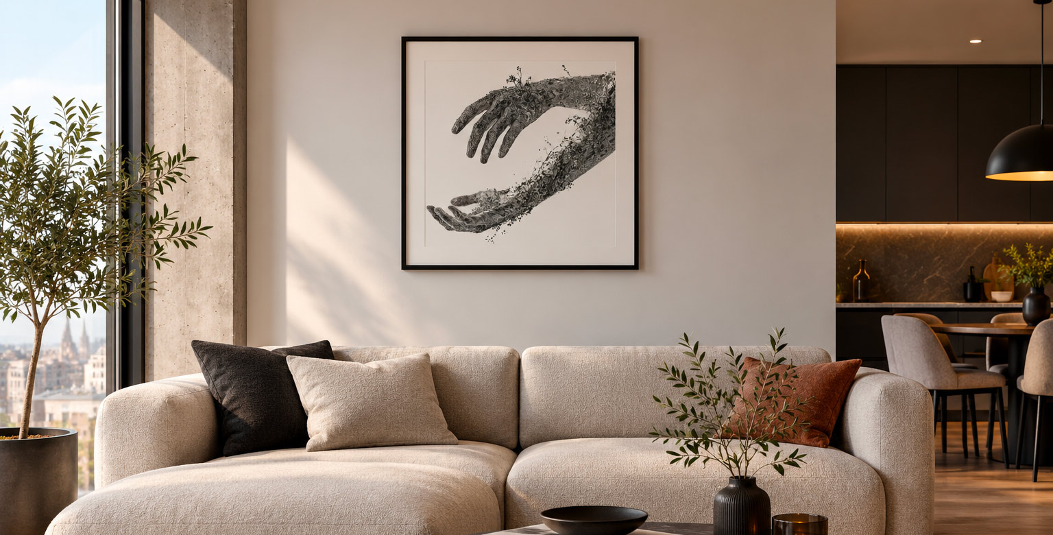 Salon-minimaliste-et-art-des-mains